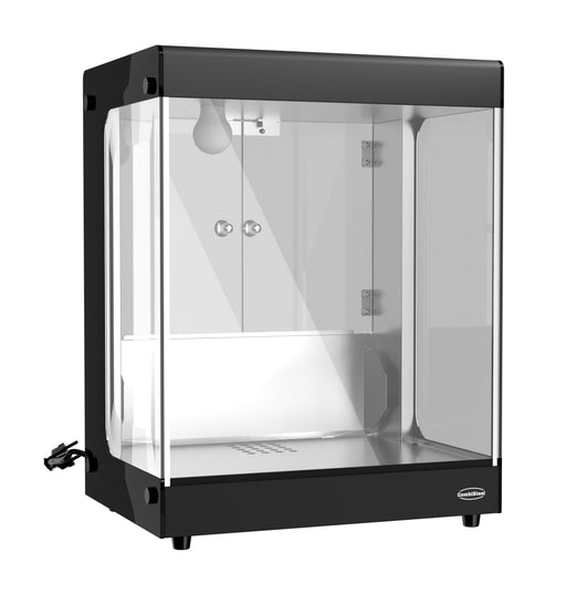 Combisteel black nacho warmer with hardglass display and interior lighting