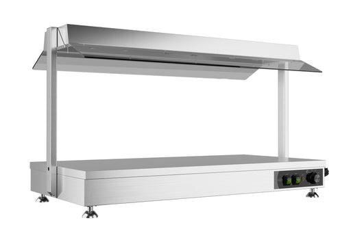 Stainless steel tabletop hot display unit with three 1/1 gastronorm pan capacity