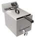Stainless steel tabletop electric fryer with single basket and drain valve