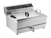 Stainless steel 25-litre electric countertop fryer with drain valve and single basket