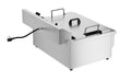 Stainless steel 25-litre electric countertop fryer with drain valve and single basket view 2