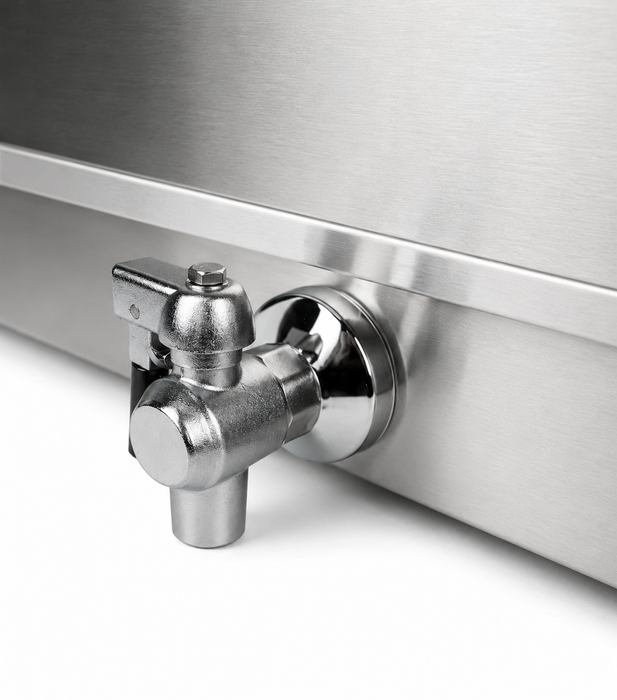 Stainless steel 25-litre electric countertop fryer with drain valve and single basket view 7