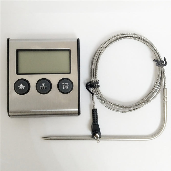 Compact digital thermometer with timer display and magnetic back mount view 2