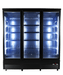 Combisteel three glass door commercial display refrigerator in black view 2