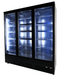 Combisteel three glass door commercial display refrigerator in black view 3