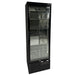 Black single-door backbar cooler fridge with LED lighting and right-hinged door view 4