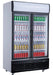 Combisteel stainless steel double glass door upright fridge with LED lighting and mobile wheels