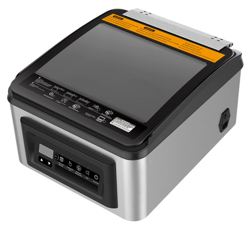 Stainless steel tabletop vacuum packing machine with control panel and sealing mechanism