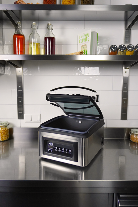 Stainless steel tabletop vacuum packing machine with control panel and sealing mechanism view 5