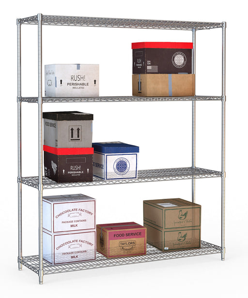 Combisteel chrome four-tier shelving unit, flat-packed, 1500mm wide view 2