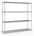 Combisteel chrome 4-level shelving unit, 1800mm wide, flat-packed.