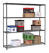 Black powder coated steel four shelf unit, 1800mm tall with 450mm depth view 2