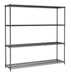 Black powder coated steel four shelf unit, 1800mm tall with 450mm depth