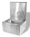 Stainless steel hand washbasin with knee operated faucet and tap assembly