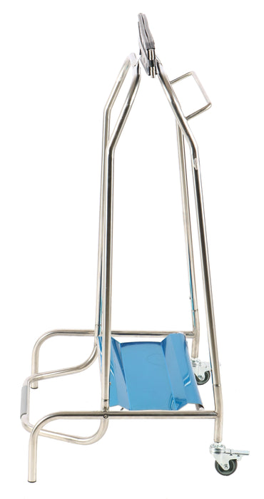 Stainless steel pedal controlled trash bag holder with foot pedal mechanism view 3