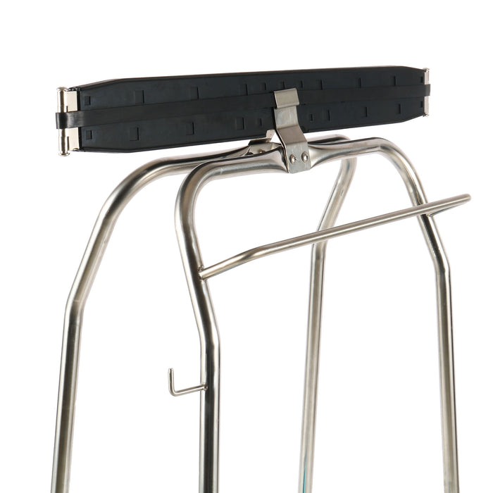 Stainless steel pedal controlled trash bag holder with foot pedal mechanism view 7
