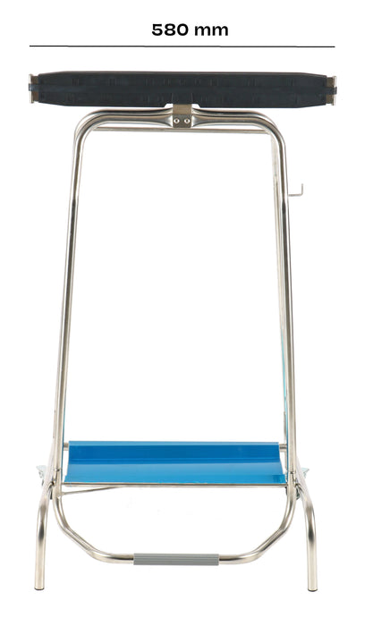 Stainless steel pedal controlled trash bag holder with foot pedal mechanism view 6