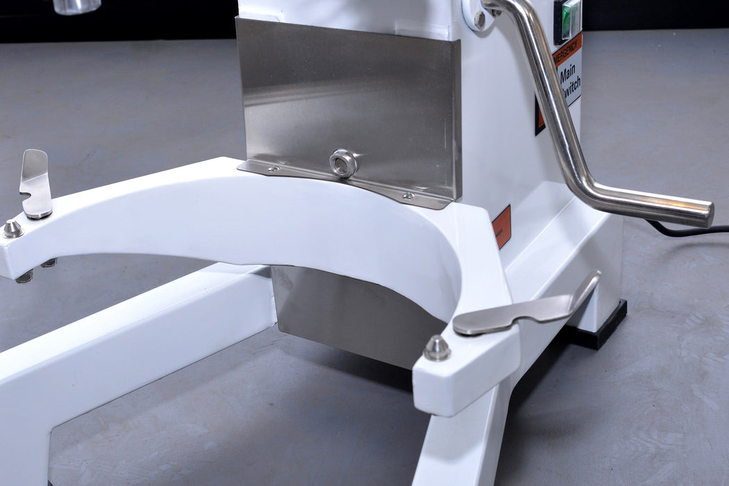 White Combisteel 10 litre planetary mixer with dough hook, whisk and flat mixing arm accessories view 3