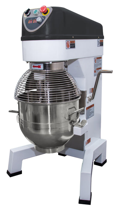 White Combisteel 30 litre planetary mixer with bowl, whisk and dough hook attachments