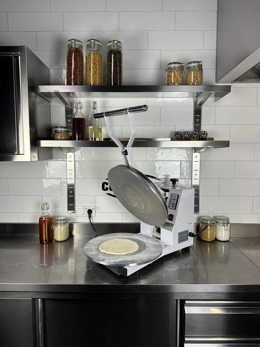 White Combisteel manual dough press with 458mm diameter heated plate view 6
