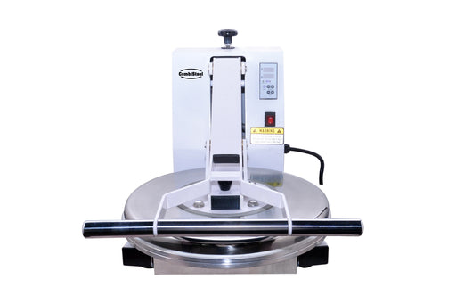 White Combisteel manual dough press with 458mm diameter heated plate view 2