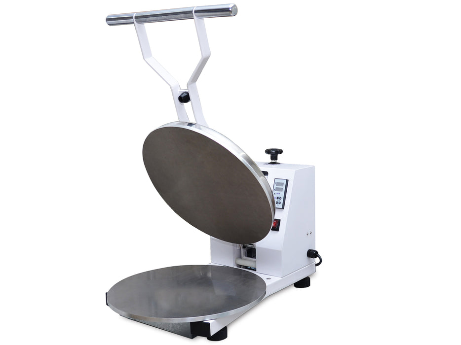 White Combisteel manual dough press with 458mm diameter heated plate view 4