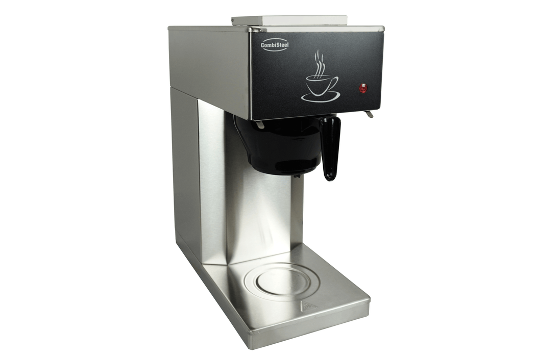 Combisteel stainless steel filter coffee machine with glass jug, front view view 3