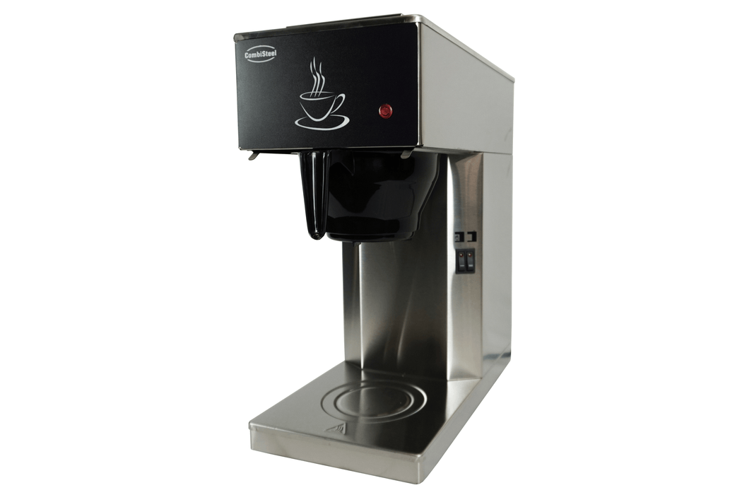 Combisteel stainless steel filter coffee machine with glass jug, front view view 2