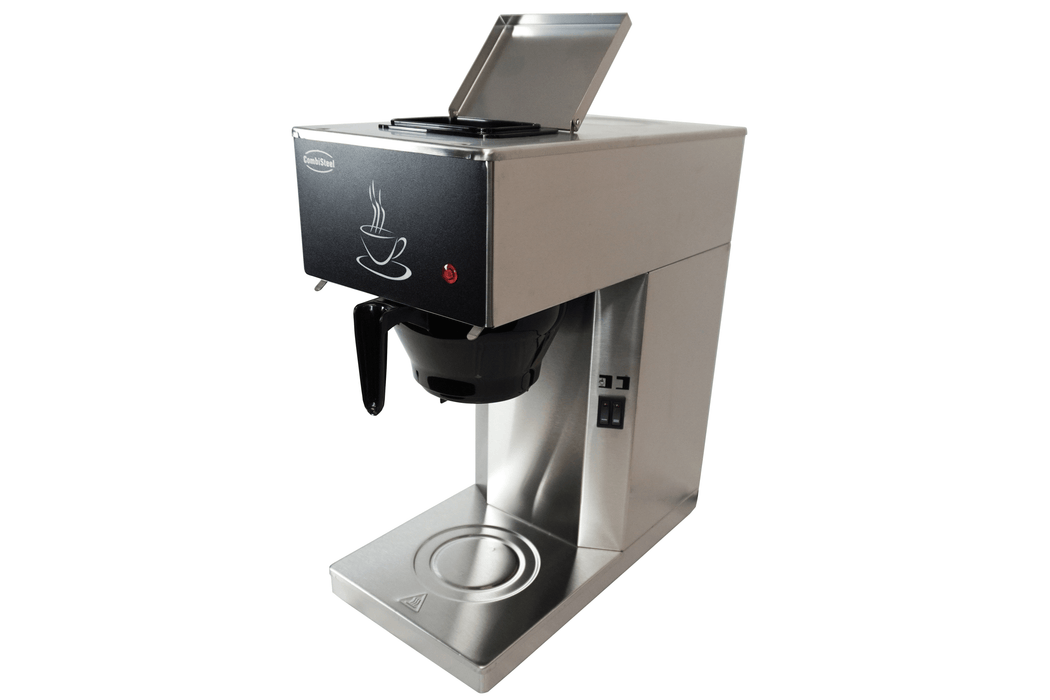 Stainless steel commercial filter coffee machine with two glass jugs, front view view 6