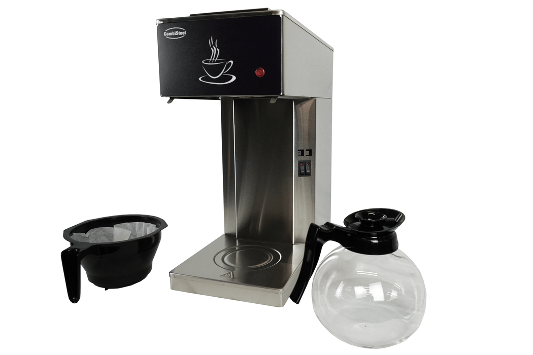 Combisteel stainless steel filter coffee machine with glass jug, front view view 4