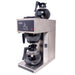 Stainless steel commercial filter coffee machine with two glass jugs, front view