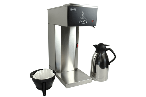 Stainless steel commercial coffee machine with integrated 2.0 litre thermos jug view 2