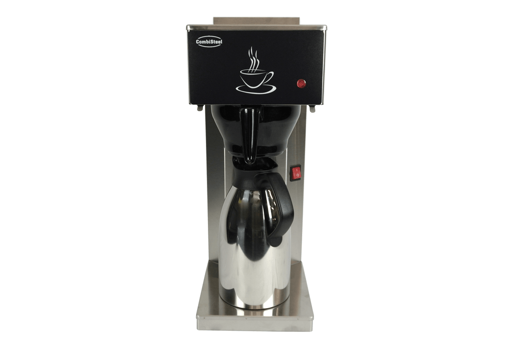 Stainless steel commercial coffee machine with integrated 2.0 litre thermos jug view 4