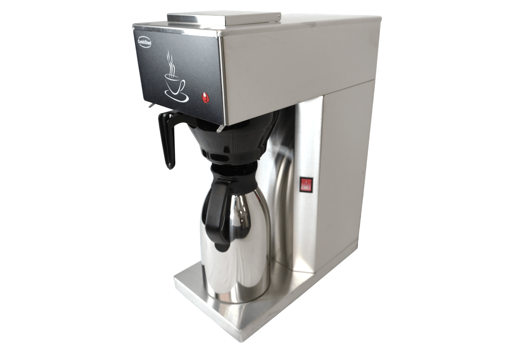 Stainless steel commercial coffee machine with integrated 2.0 litre thermos jug view 3