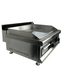 Stainless steel tabletop gas griddle with two burners and chromed cooking surface view 3