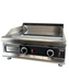 Stainless steel tabletop gas griddle with chrome cooking surface and two knob controls view 4