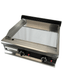 Stainless steel tabletop gas griddle with two burners and chromed cooking surface view 5