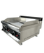 Stainless steel tabletop gas griddle with two burners and chromed cooking surface view 6