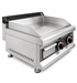 Combisteel CHROME 650 stainless steel tabletop gas griddle with two burners and chromed cooking surface view 2