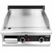 Combisteel CHROME 650 stainless steel tabletop gas griddle with two burners and chromed cooking surface view 3