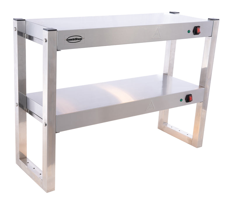 Stainless steel 2-tier heated overshelf with halogen elements, 900mm wide view 5