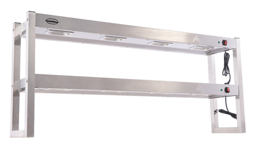 Stainless steel 2 tier heated overshelf with halogen heating elements, tabletop model. view 2