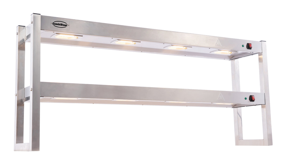 Stainless steel 2 tier heated overshelf with halogen heating elements, tabletop model. view 3
