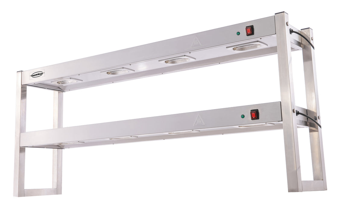 Stainless steel 2 tier heated overshelf with halogen heating elements, tabletop model. view 5