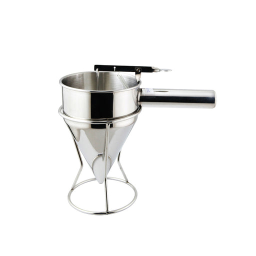 Stainless steel batter dispenser with dosing button and 1.3 litre capacity