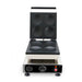 Stainless steel tabletop pancake maker with four 10cm round griddles and knob controls view 3