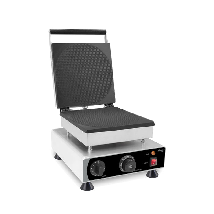 Combisteel round syrup waffle maker with stainless steel body and cast aluminium plate view 2