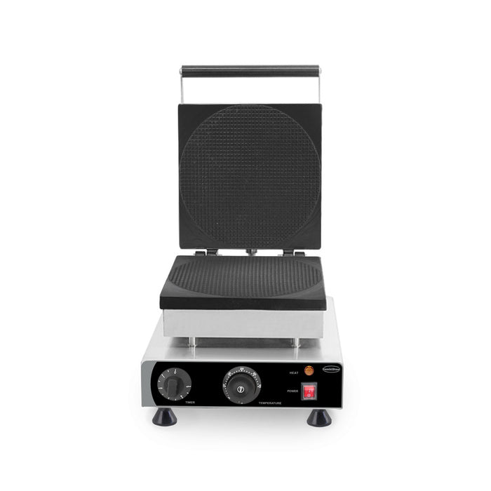 Combisteel round syrup waffle maker with stainless steel body and cast aluminium plate view 3