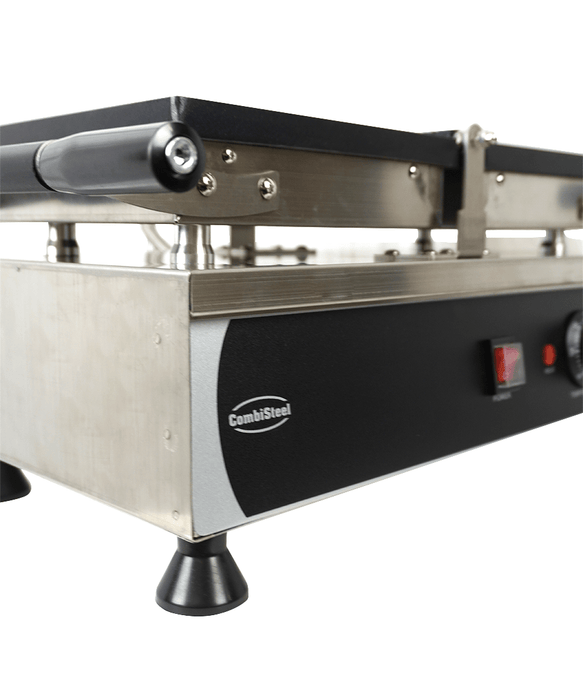 Stainless steel rotating waffle iron with dual cast aluminium plates and control knob view 6