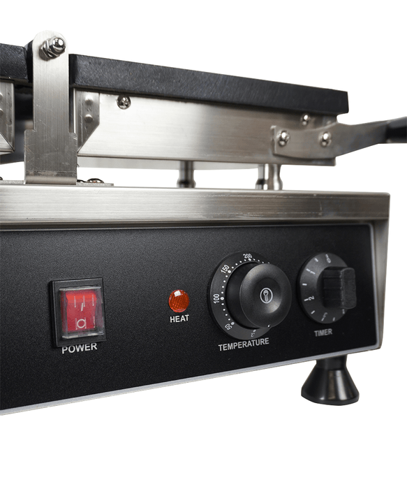 Stainless steel rotating waffle iron with dual cast aluminium plates and control knob view 7